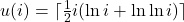 u(i)=\lceil\frac{1}{2}i(\ln i+\ln\ln i)\rceil
