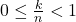 0\le\frac{k}{n}<1