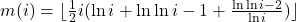 m(i)=\lfloor\frac{1}{2}i(\ln i+\ln\ln i-1+\frac{\ln\ln i-2}{\ln i})\rfloor