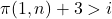 \pi(1,n)+3>i